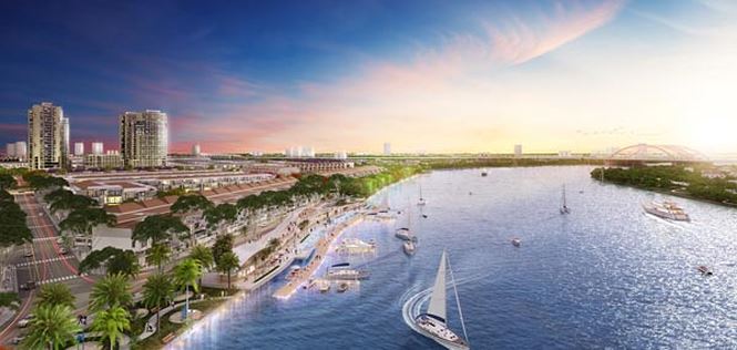 Phối cảnh tổng thể bến du thuyền Dragon Bay tại khu đô thị Vạn Phúc.