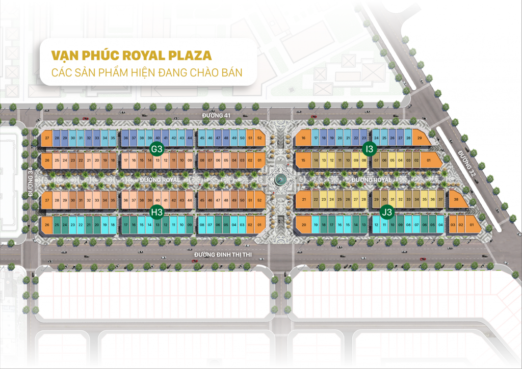 Bảng đồ phân lô royal vạn phúc city